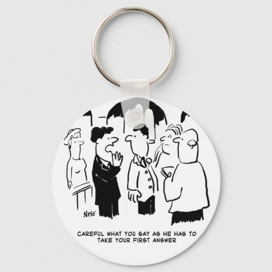Getuige waarschuwt bruidegom. Grappige cartoon Sleutelhanger (Voorkant)