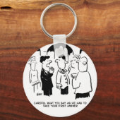 Getuige waarschuwt bruidegom. Grappige cartoon Sleutelhanger (Voorkant)
