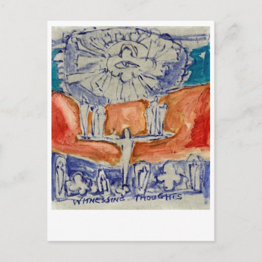 Getuige zijn van gedachten. Eckhart Tolle. Briefkaart (Voorkant)