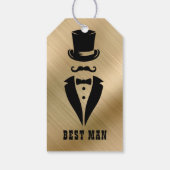 Getuige Zwarte Trouw-Tuxedo Goud Cadeaulabel (Achterkant)