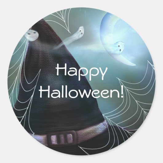 Getuigen Ghould Night Happy Halloween Party Favor Ronde Sticker (Voorkant)