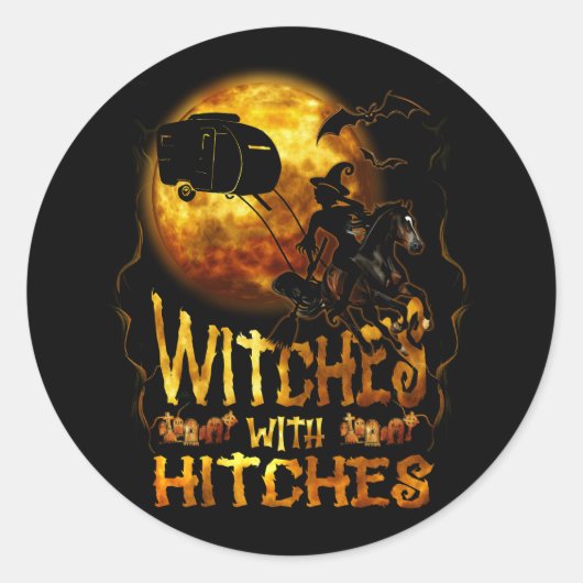 Getuigen met Hitches Funny Camping Halloween Ronde Sticker (Voorkant)