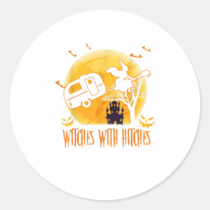 Getuigen met Hitches Funny Halloween Camping Ronde Sticker