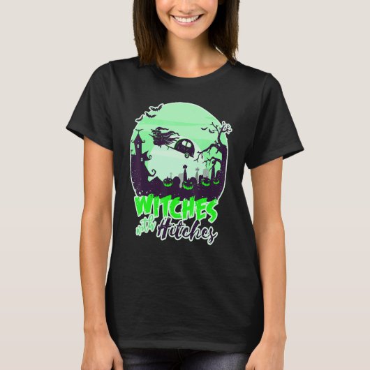 Getuigen met Hitches Halloween Broom Stick T-shirt (Voorkant)