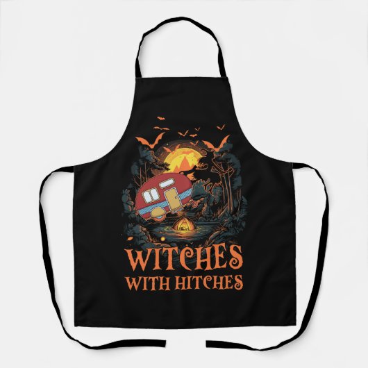 Getuigen met Hitches Halloween Witches Camping Lov Schort (Voorkant)