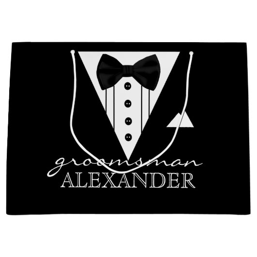 Getuigenaliseerde Groomsman Tuxedo Groot Cadeauzakje (Voorkant)