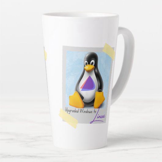 Geüpgraded Windows Endevour OS Tux Latte Mok (Rechterhoek)