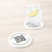 Geüpload QR-code sjabloon met bewerkbare tekst Zandsteen Onderzetter (Zijkant)