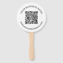 Geüpload sjabloon voor QR-code met bewerkbare teks Handwaaier