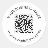 Geüpload sjabloon voor QR-code met bewerkbare teks Ronde Sticker (Voorkant)
