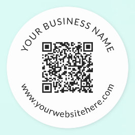 Geüpload sjabloon voor QR-code met bewerkbare teks Ronde Sticker