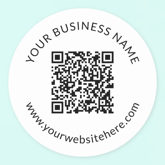 Geüpload sjabloon voor QR-code met bewerkbare teks Ronde Sticker