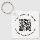 Geüpload sjabloon voor QR-code met bewerkbare teks Sleutelhanger (Voorkant)