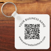 Geüpload sjabloon voor QR-code met bewerkbare teks Sleutelhanger (Voorkant)