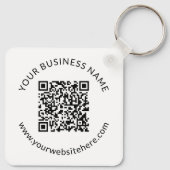 Geüpload sjabloon voor QR-code met bewerkbare teks Sleutelhanger (Achterkant)