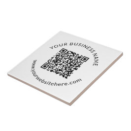 Geüpload sjabloon voor QR-code met bewerkbare teks Tegeltje