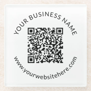 Geüploade QR-code Sjabloon met bewerkbare tekst Glazen Onderzetter