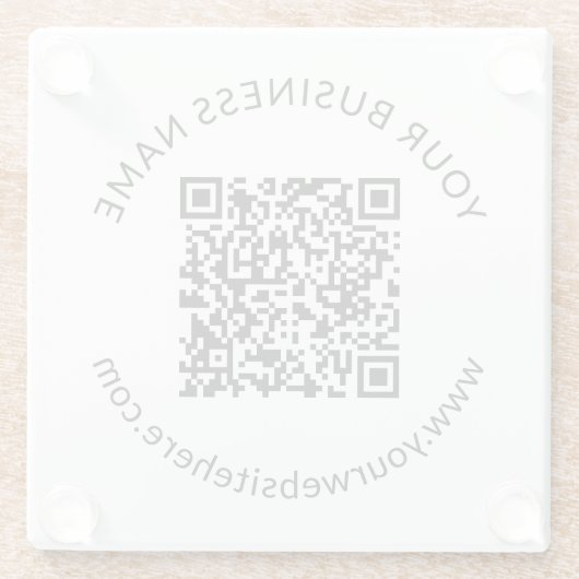 Geüploade QR-code Sjabloon met bewerkbare tekst Glazen Onderzetter (Achterkant)