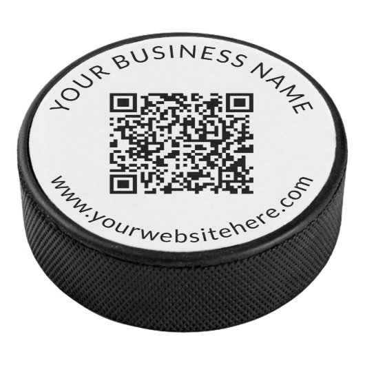 Geüploade QR-code Sjabloon met bewerkbare tekst Hockey Puck (3/4)