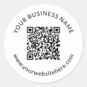 Geüploade QR-code Sjabloon met bewerkbare tekst Ronde Sticker (Voorkant)