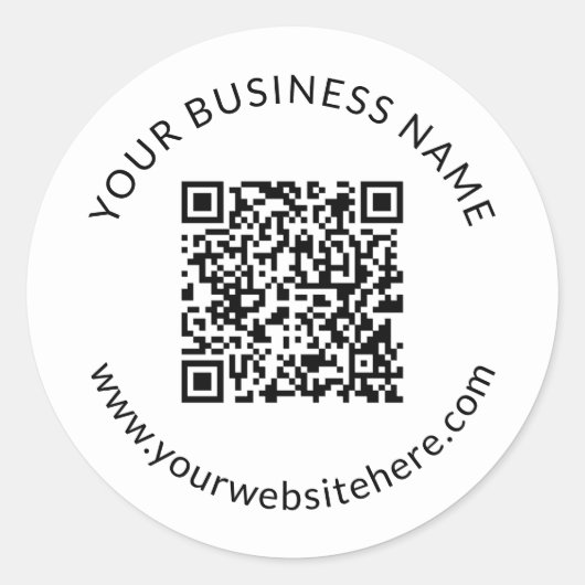 Geüploade QR-code Sjabloon met bewerkbare tekst Ronde Sticker (Voorkant)