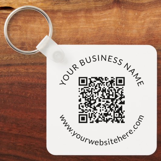 Geüploade QR-code Sjabloon met bewerkbare tekst Sleutelhanger (Voorkant)