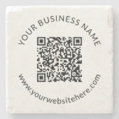 Geüploade QR-code Sjabloon met bewerkbare tekst Stenen Onderzetter (Voorkant)
