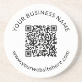 Geüploade QR-code Sjabloon met bewerkbare tekst Zandsteen Onderzetter (Voorkant)