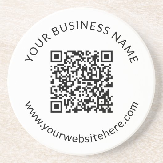 Geüploade QR-code Sjabloon met bewerkbare tekst Zandsteen Onderzetter (Voorkant)