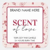 Geur van Liefde Valentijnskaarslabel Vierkante Sticker (Voorkant)