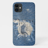 geurde blauwe jean stof Case-Mate iPhone case (Achterkant)