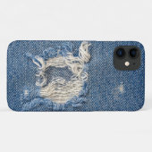 geurde blauwe jean stof Case-Mate iPhone case (Achterkant (horizontaal))