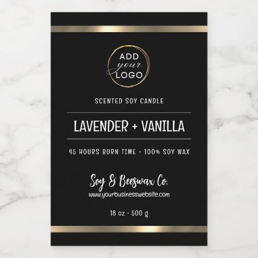 Geurend Soja Bijenwas Kaars Zakelijk Goud Branding Voedselcontainer Etiket (Enkel label)