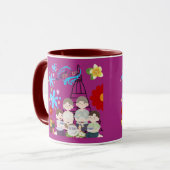 Geurende bloem splash magenta mok (Voorkant links)