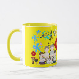 Geurende bloemensplash geel mok