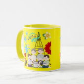 Geurende bloemensplash geel mok (Voorkant links)