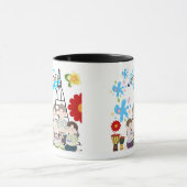 Geurende bloemensplash zwart & wit mok (Midden)