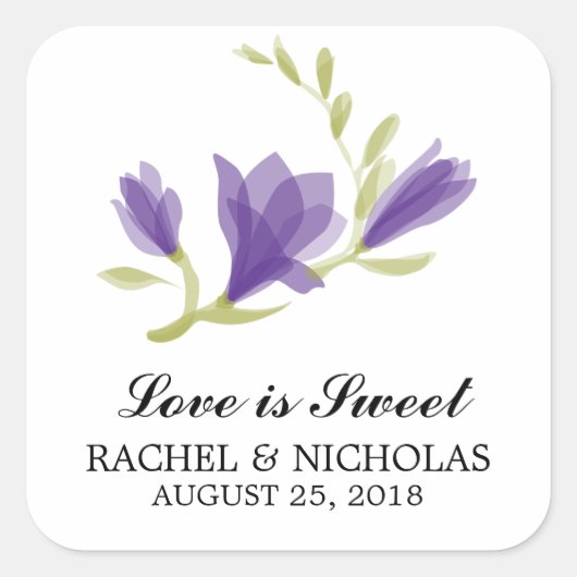 Geurige Freesia Petals | Voorkeur Vierkante Sticker (Voorkant)