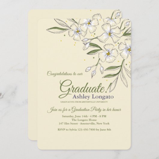 Geurige Jasmine uitnodiging (Voorkant / Achterkant)