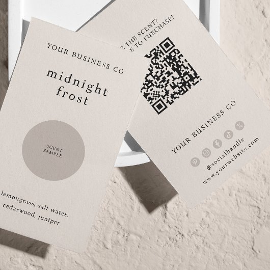Geurmonster Geurtester Beige QR-codekaart Visitekaartje