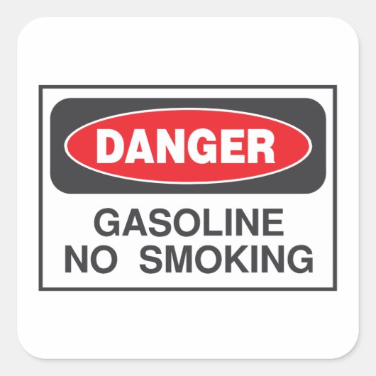 Gevaar Benzine Niet Roken Bord Vierkante Sticker (Voorkant)