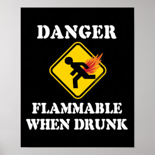 Gevaar brandbaar bij Drink schimmelaar - Zachte Hu Poster