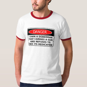Gevaar Dobermann Pistool Grappig T-shirt Humor