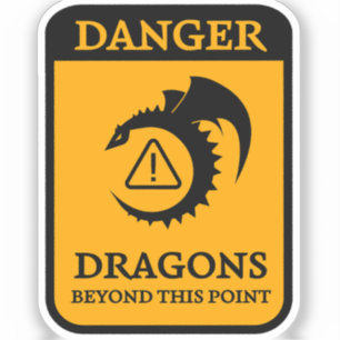 Gevaar: Draken voorbij dit puntteken Sticker