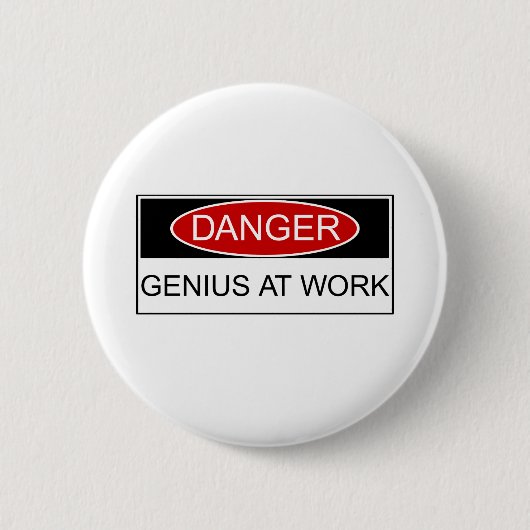 Gevaar Genius op het werk Ronde Button 5,7 Cm (Voorkant)