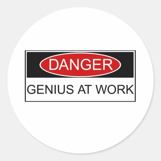 Gevaar Genius op het werk Ronde Sticker (Voorkant)