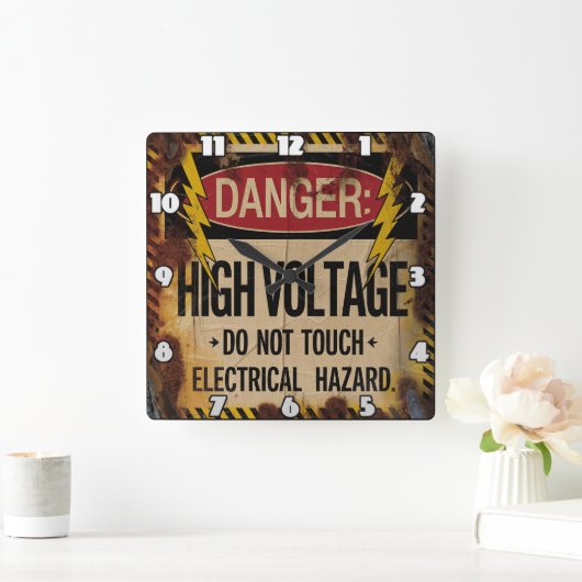 Gevaar: Hoge spanning, elektrisch gevaar Vierkante Klok (Huis)