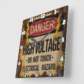 Gevaar: Hoge spanning, elektrisch gevaar Vierkante Klok (Hoek)