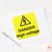 Gevaar hoogspanningsbord vierkante sticker (Envelop)