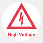 Gevaar Hoogspanningssymbool Ronde Sticker (Voorkant)